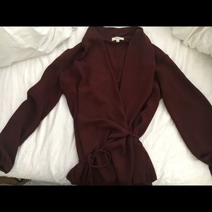 Wilfred deep red wrap blouse